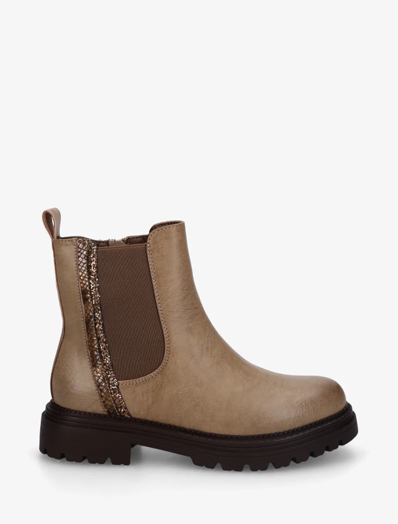 Chelsea à détail pailleté et imprimé croco - Taupe