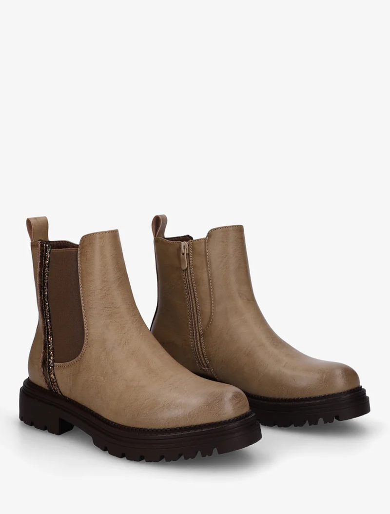 Chelsea à détail pailleté et imprimé croco - Taupe