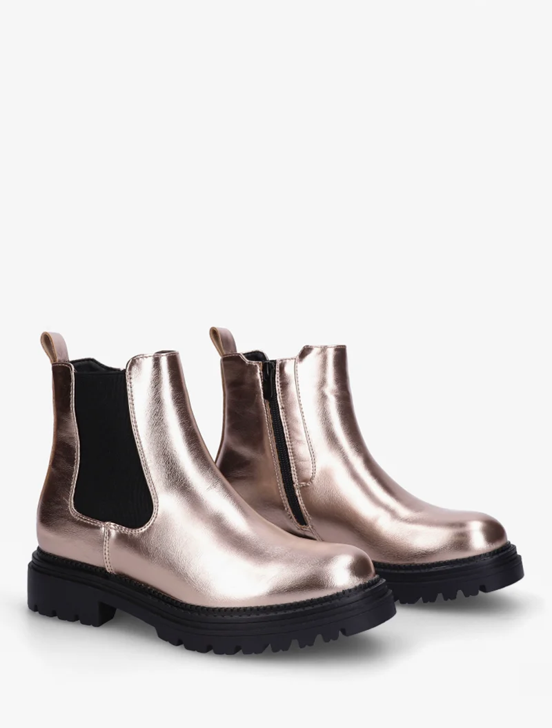 Bottines style chelsea en simili - Champagne