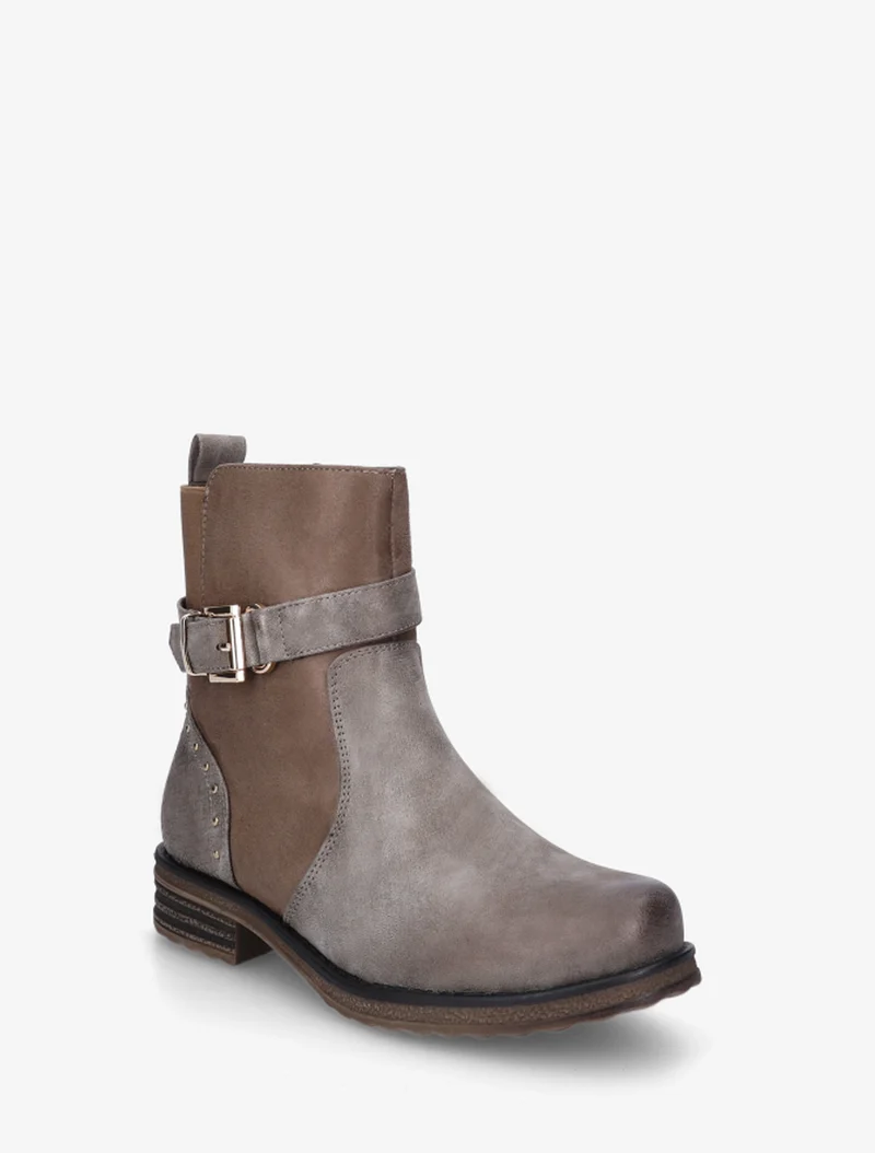 Bottines bi-matières à contrefort élastiqué - Taupe