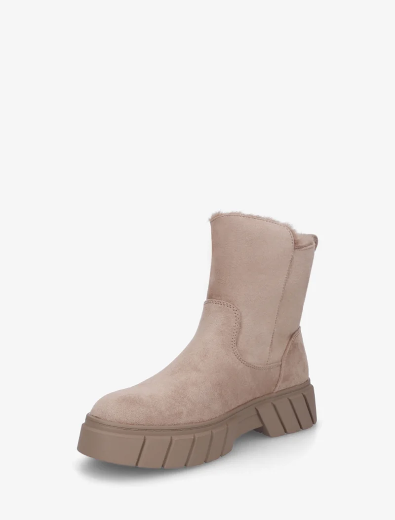 Bottines unies fourrées en suédine - Taupe