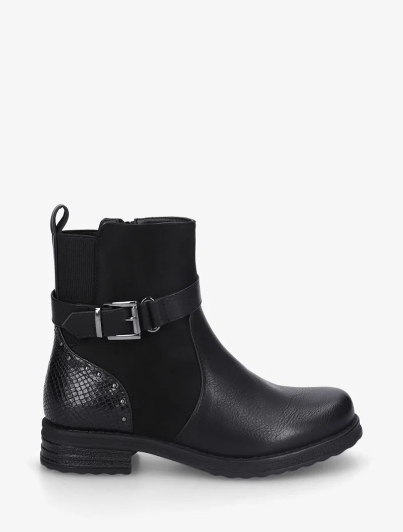 Bottines bi-matières à contrefort élastiqué - Noir