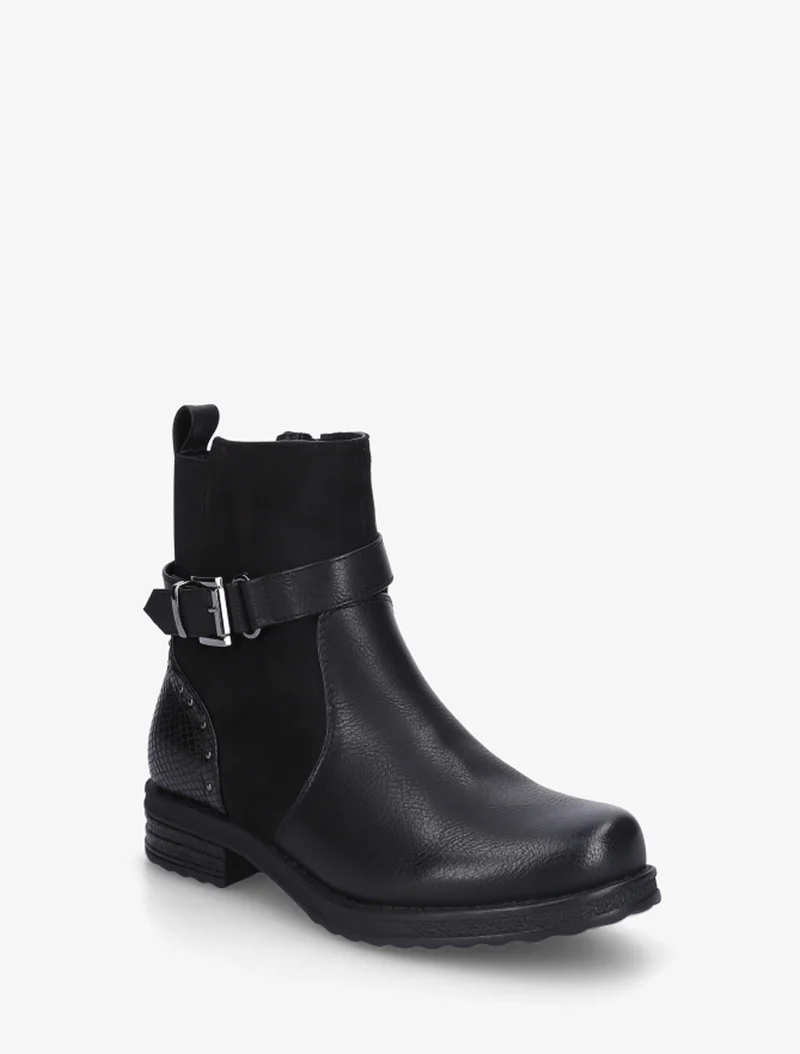 Bottines bi-matières à contrefort élastiqué - Noir