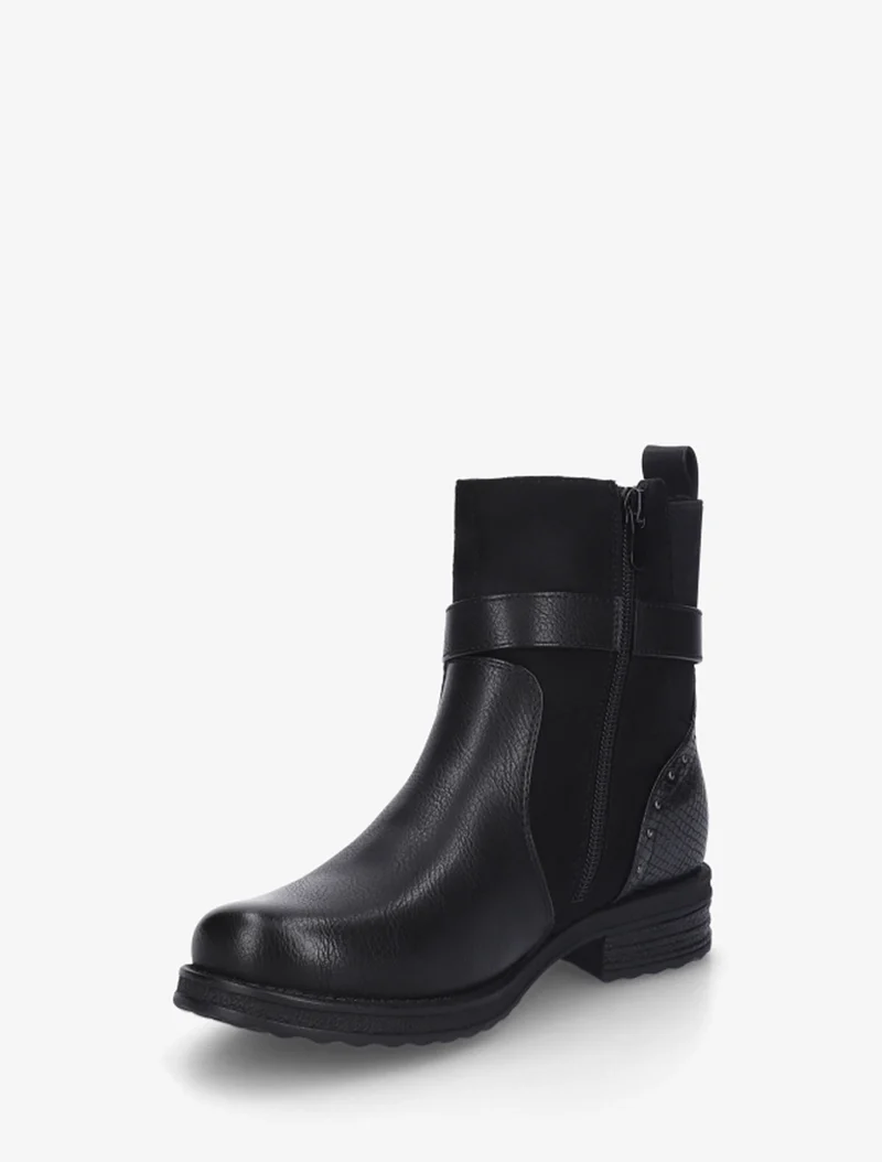 Bottines bi-matières à contrefort élastiqué - Noir