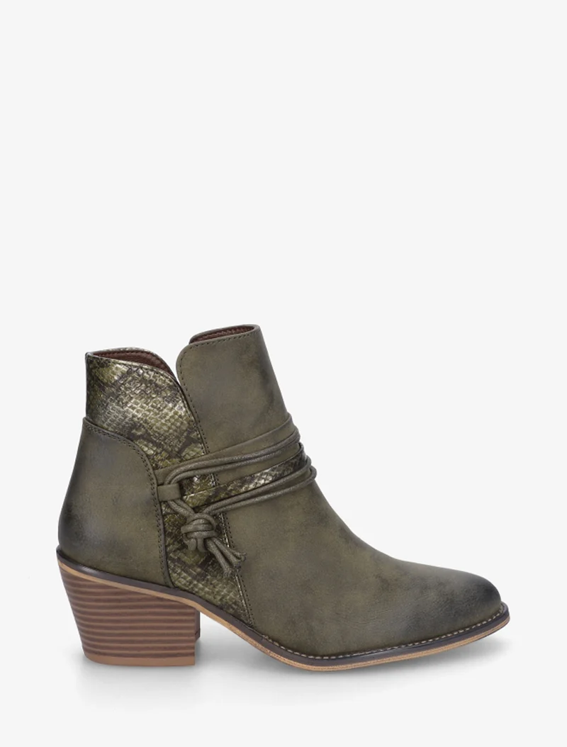 Bottines à talon et imprimé python - Kaki
