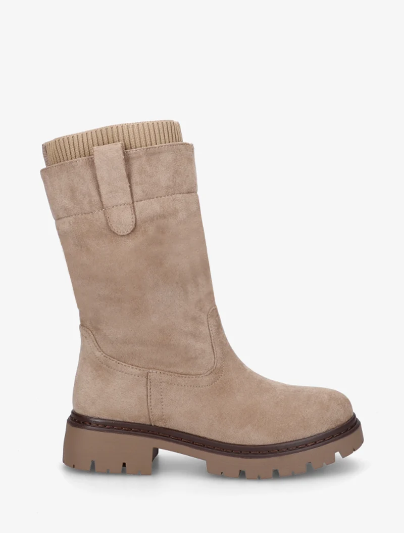 Bottines montantes bi-matière - Taupe