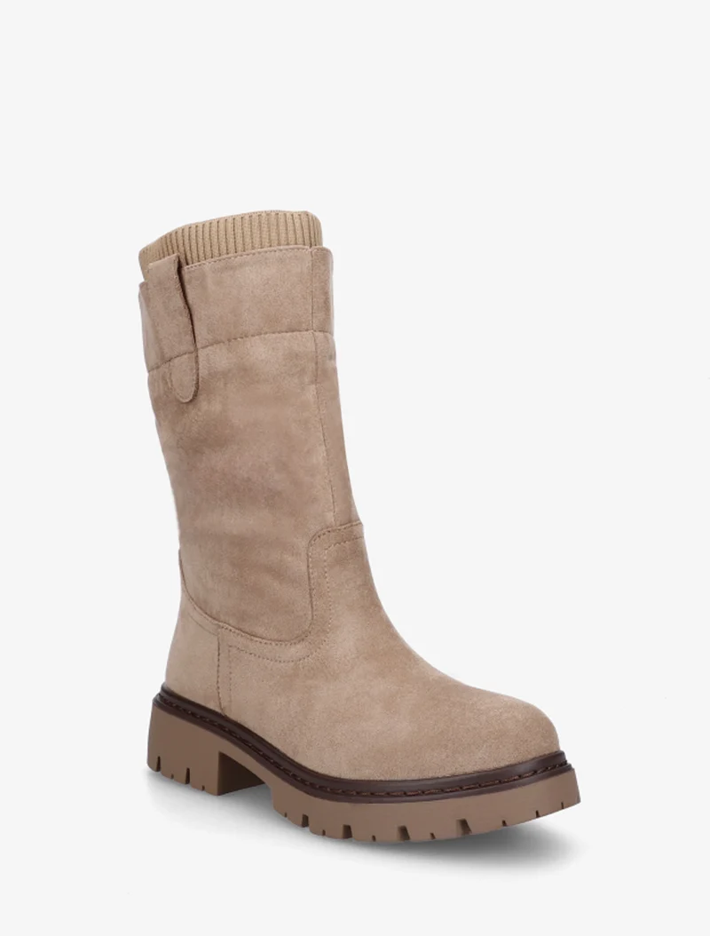 Bottines montantes bi-matière - Taupe