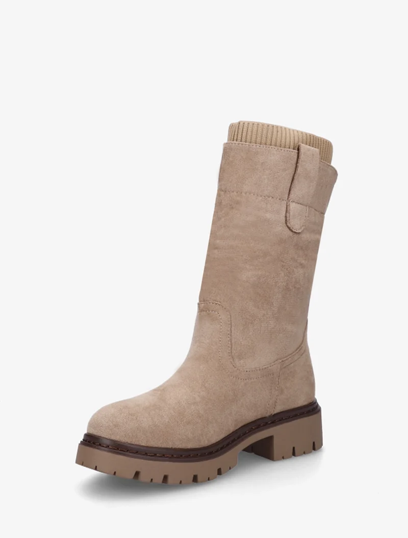 Bottines montantes bi-matière - Taupe
