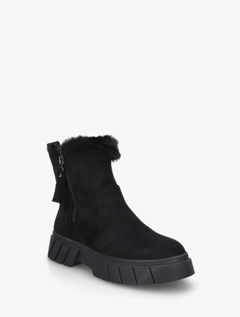 Bottines unies fourrées en suédine - Noir