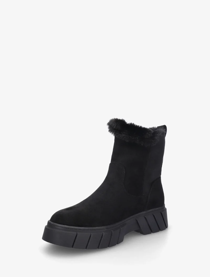 Bottines unies fourrées en suédine - Noir