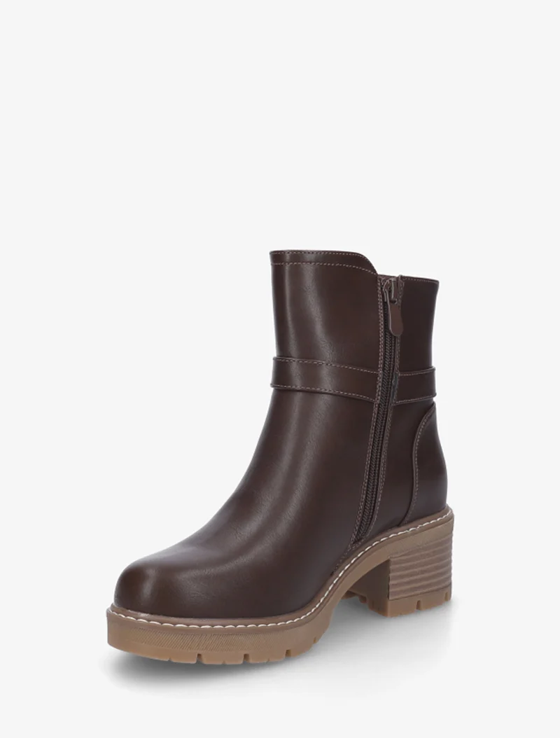 Bottines en simili à détail imprimé vache - Marron
