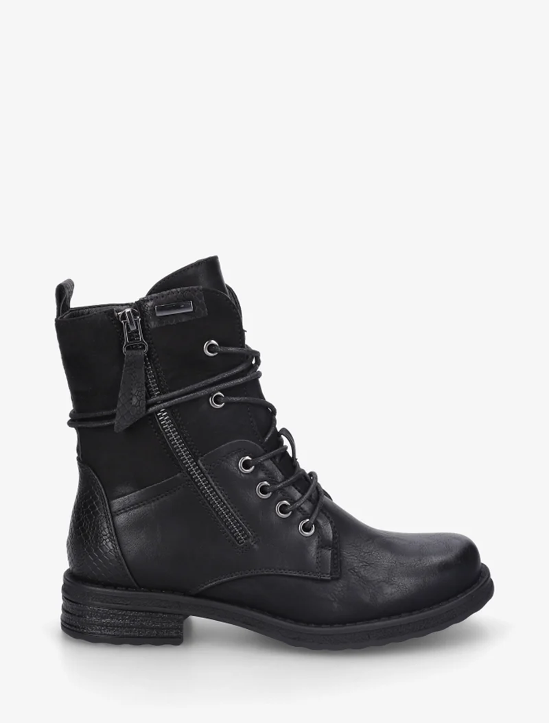 Bottines bi-matière à contrefort imprimé croco - Noir