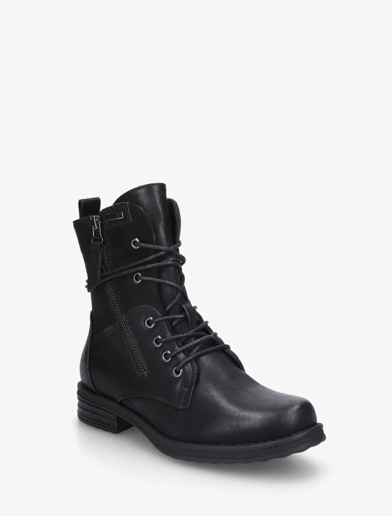 Bottines bi-matière à contrefort imprimé croco - Noir