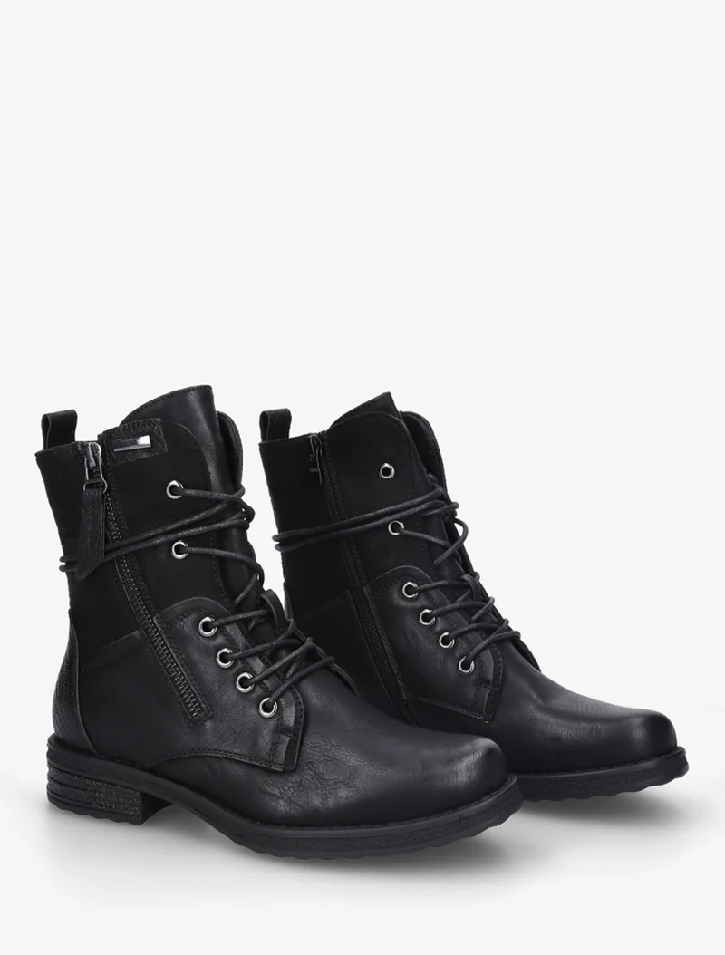 Bottines bi-matière à contrefort imprimé croco - Noir