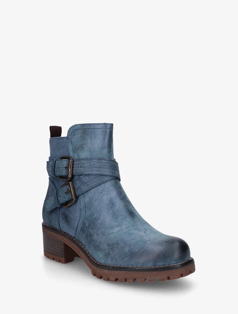 Bottines bi-matière à double sangles - Bleu