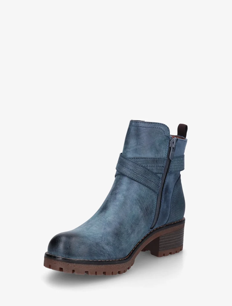 Bottines bi-matière à double sangles - Bleu