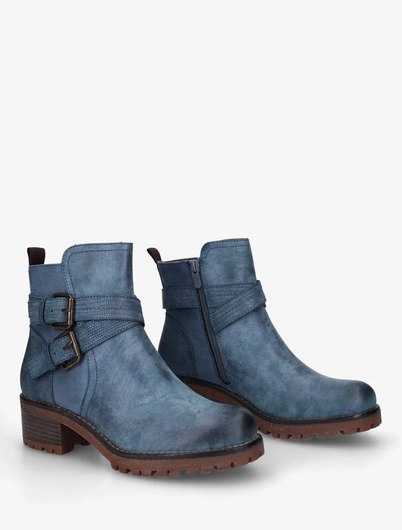 Bottines bi-matière à double sangles - Bleu