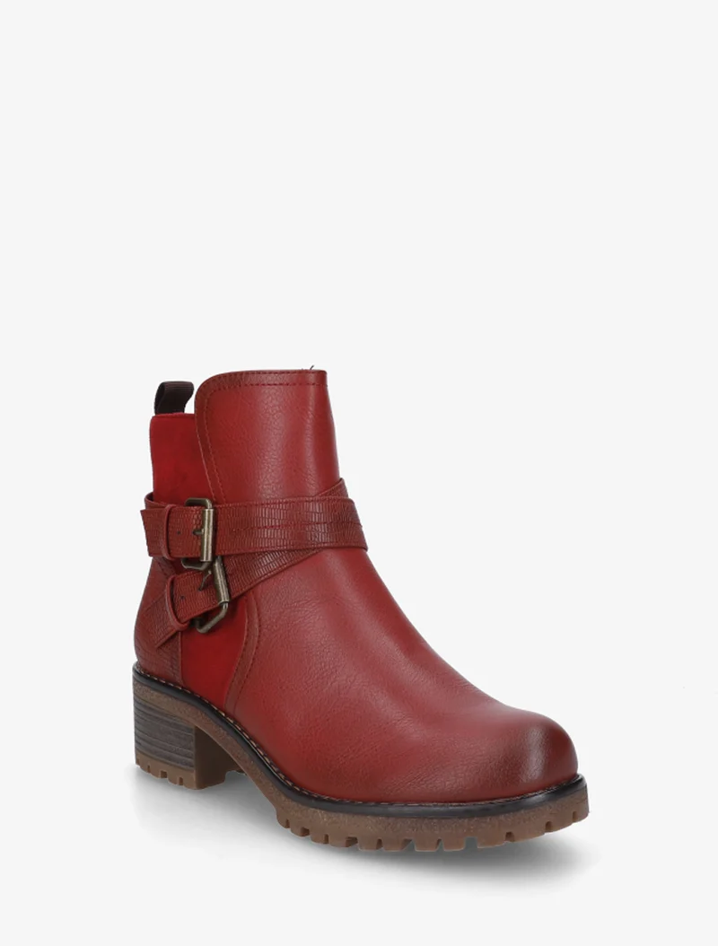 Bottines bi-matière à double sangles - Rouge