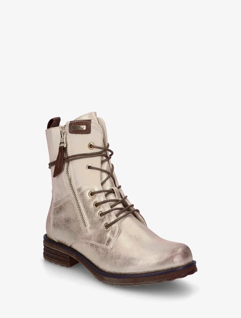 Bottines bi-matière à contrefort imprimé croco - Or