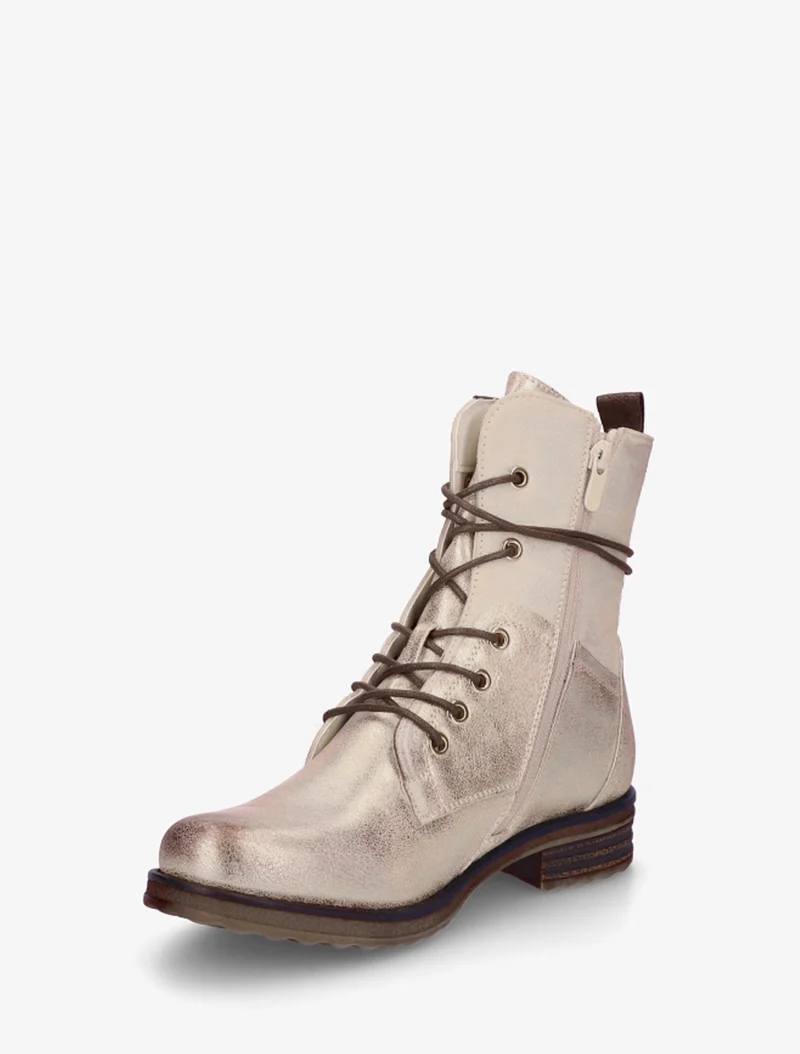 Bottines bi-matière à contrefort imprimé croco - Or