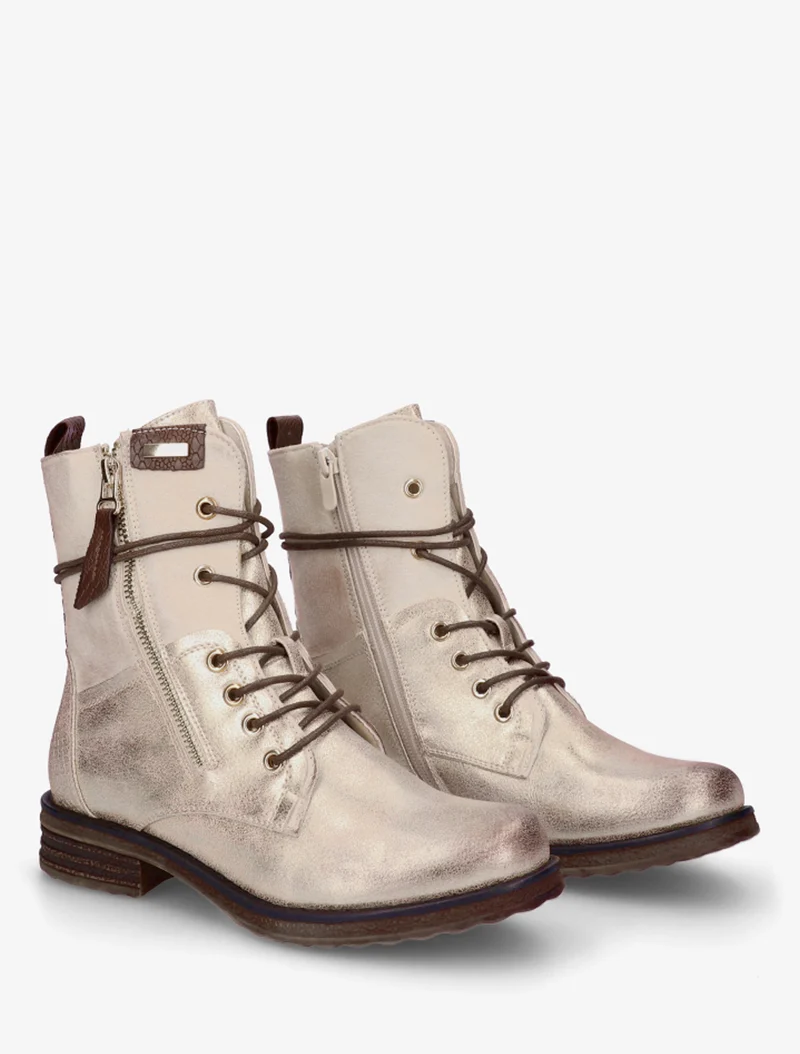 Bottines bi-matière à contrefort imprimé croco - Or