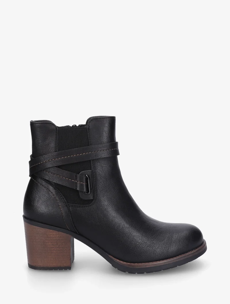 Bottines en simili à cheville élastiquée - Noir