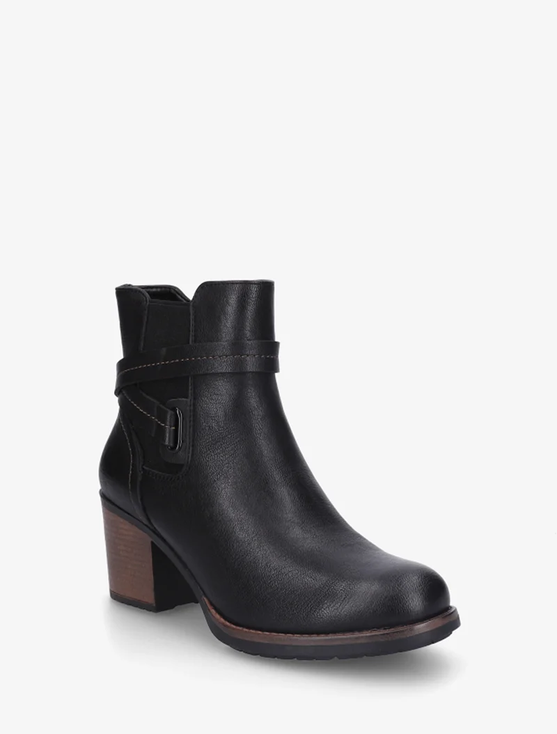 Bottines en simili à cheville élastiquée - Noir