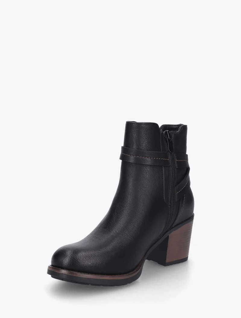 Bottines en simili à cheville élastiquée - Noir