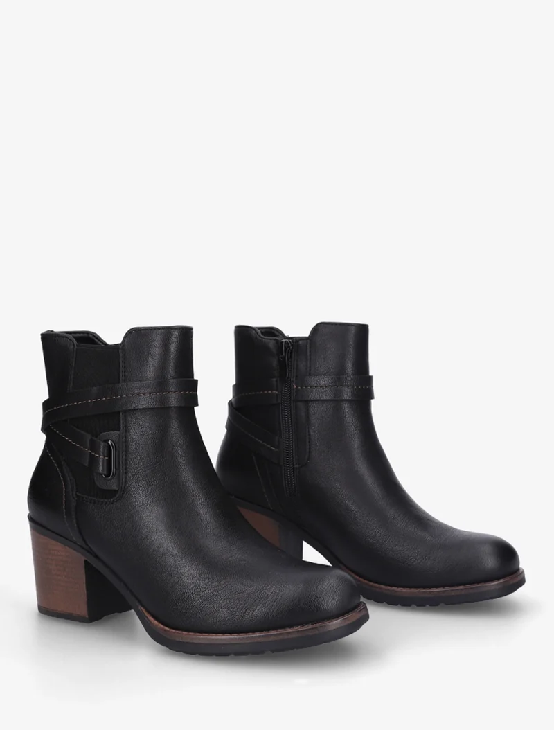 Bottines en simili à cheville élastiquée - Noir