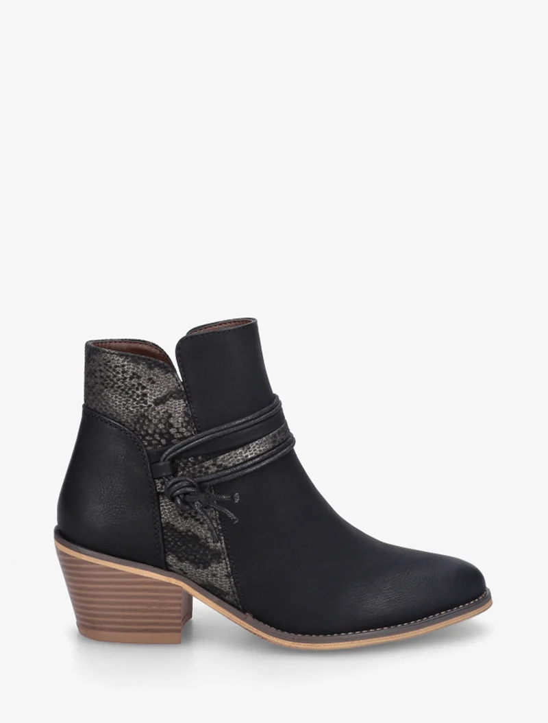 Bottines à talon et imprimé python - Noir