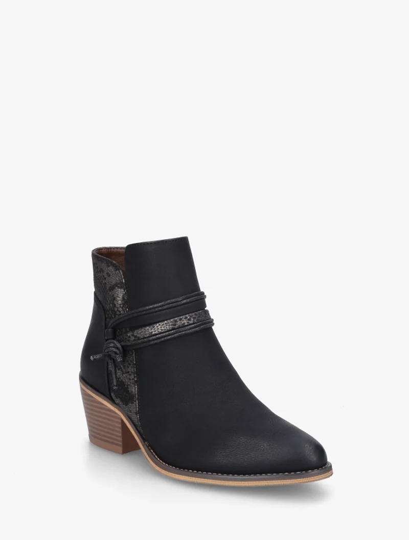 Bottines à talon et imprimé python - Noir