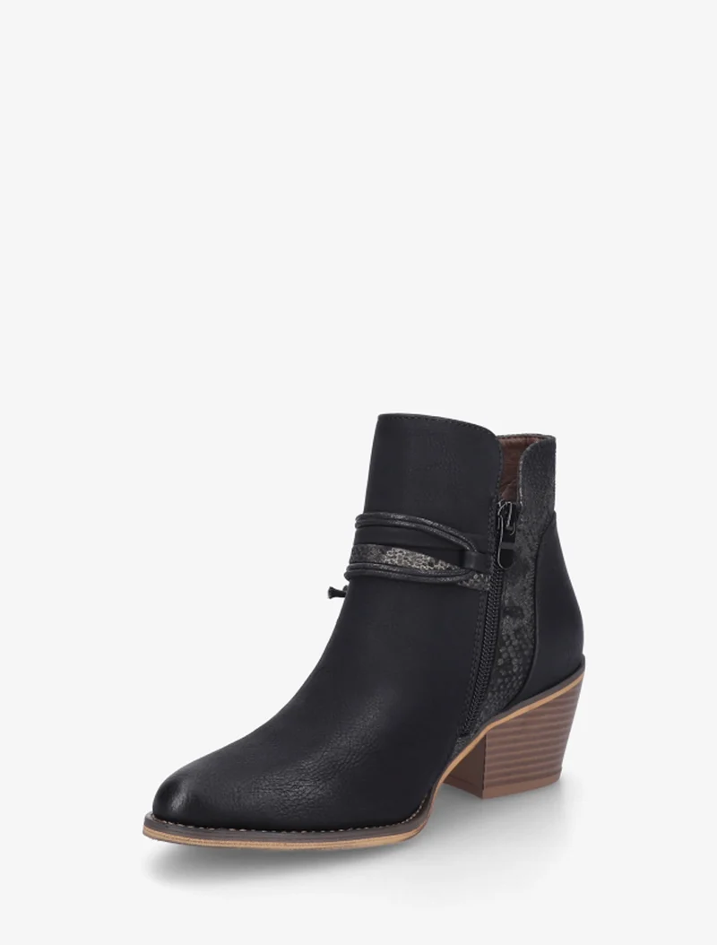 Bottines à talon et imprimé python - Noir