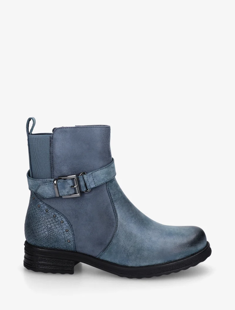 Bottines bi-matières à contrefort élastiqué - Bleu