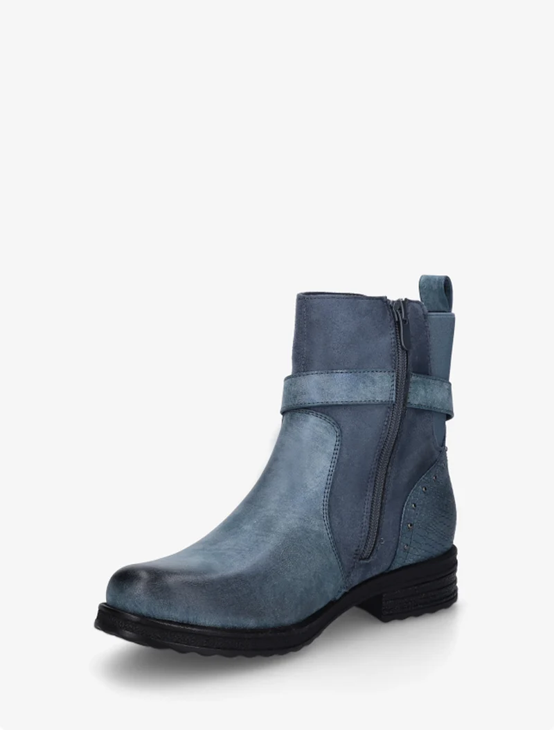 Bottines bi-matières à contrefort élastiqué - Bleu