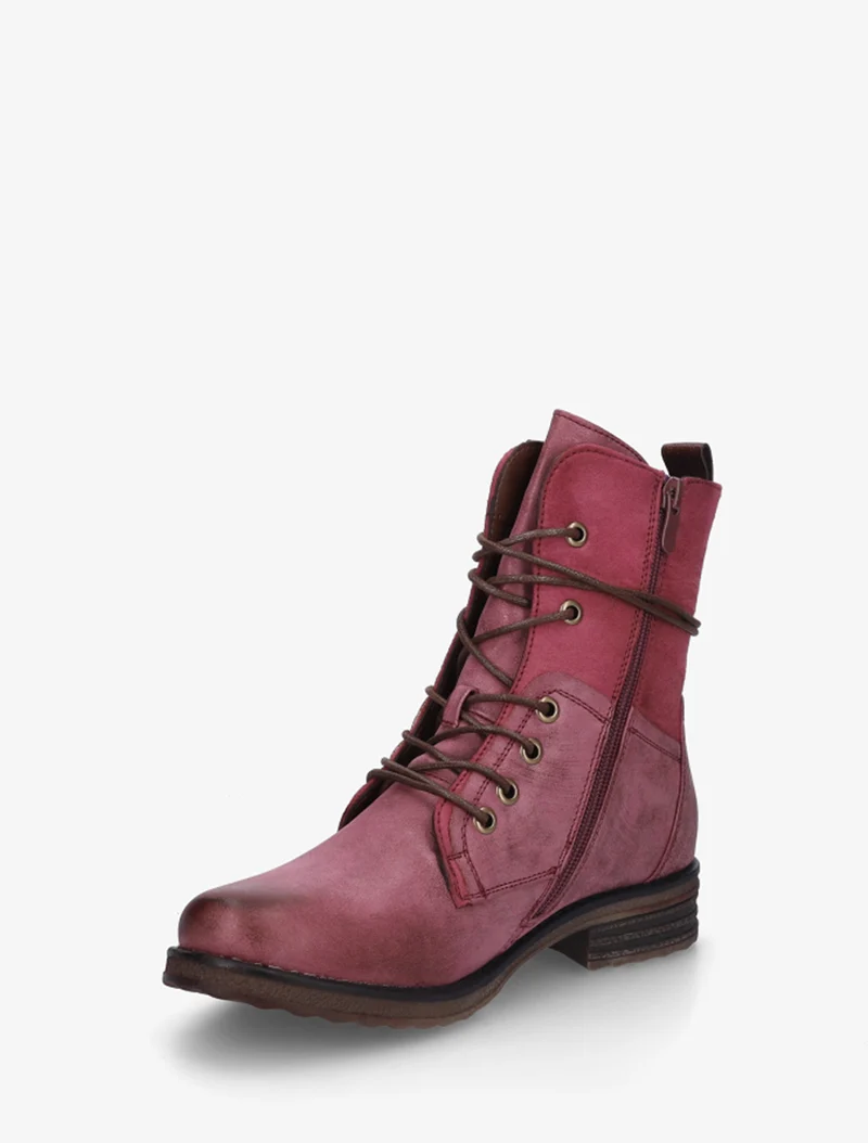 Bottines bi-matière à contrefort imprimé croco - Magenta