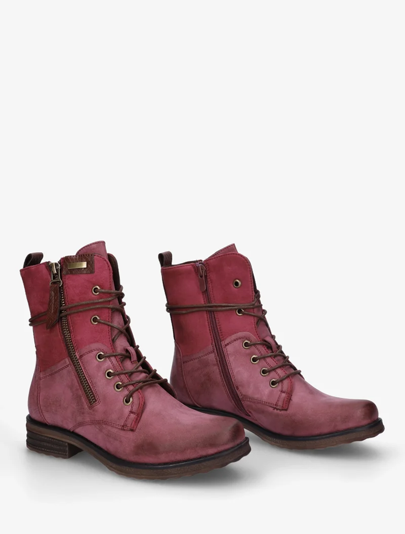 Bottines bi-matière à contrefort imprimé croco - Magenta