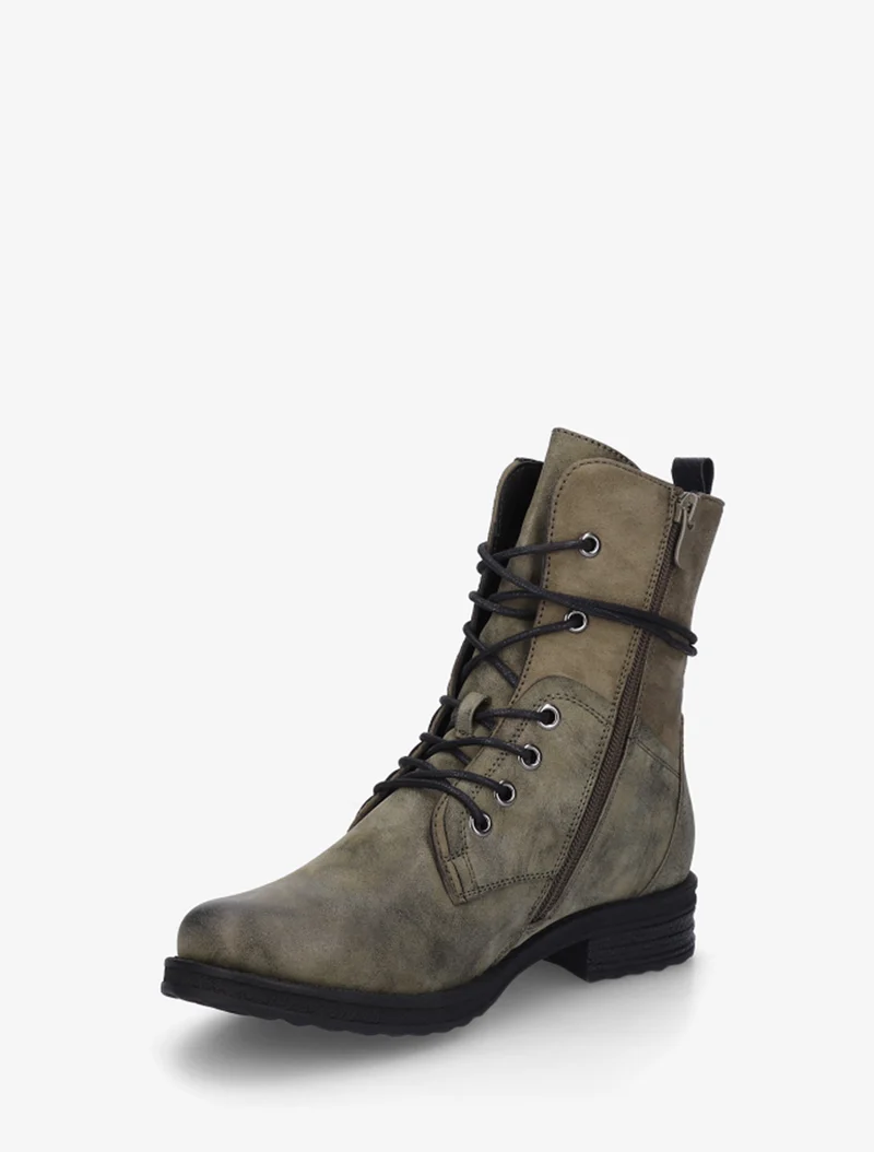 Bottines bi-matière à contrefort imprimé croco - Kaki