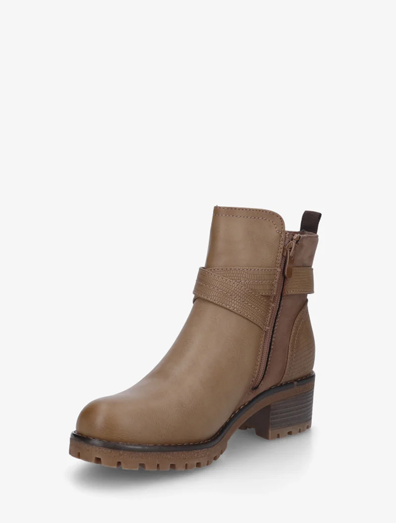 Bottines bi-matière à double sangles - Taupe