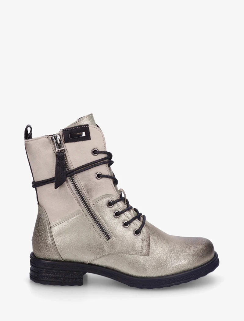 Bottines bi-matière à contrefort imprimé croco - Beige
