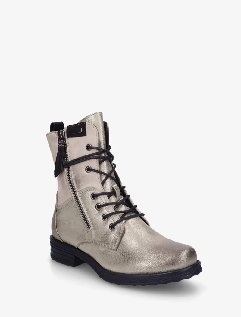 Bottines bi-matière à contrefort imprimé croco - Beige