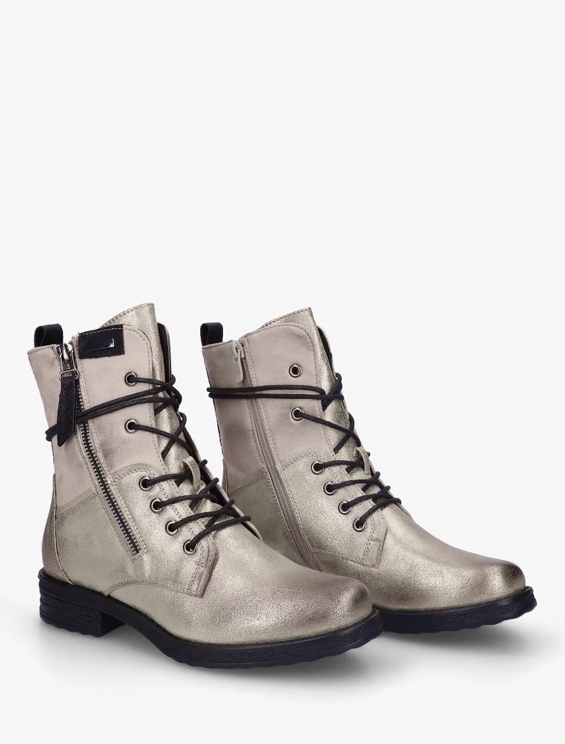 Bottines bi-matière à contrefort imprimé croco - Beige