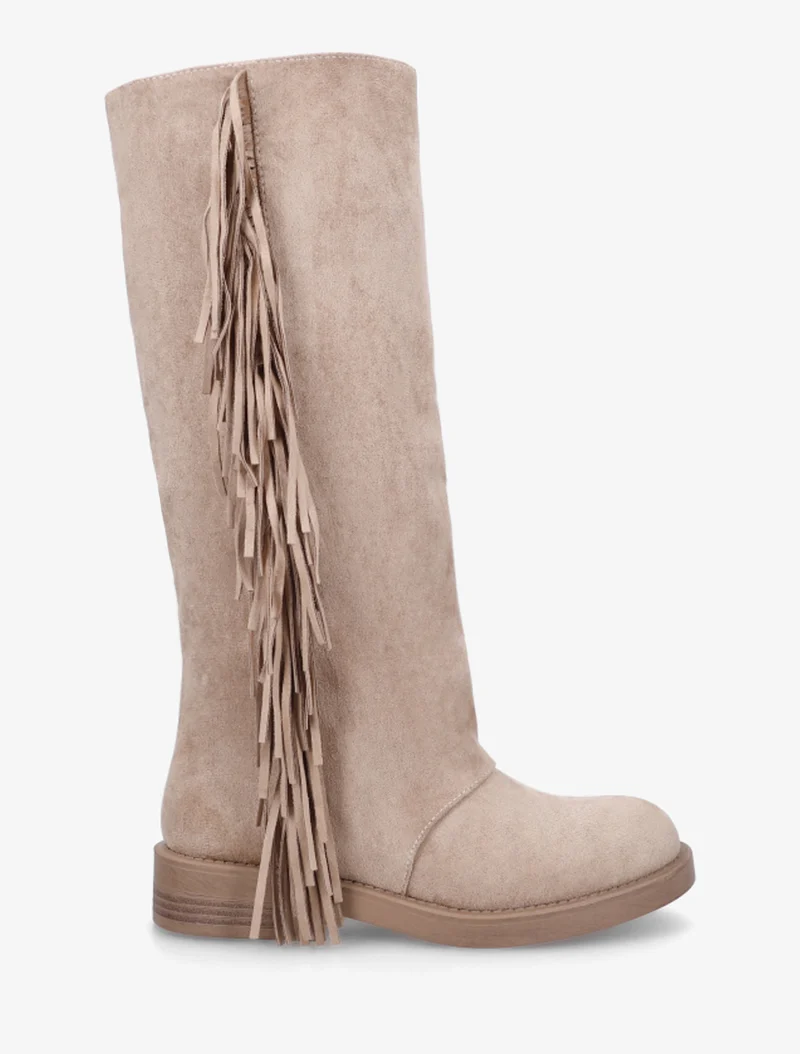 Bottes à franges en suédine - Taupe