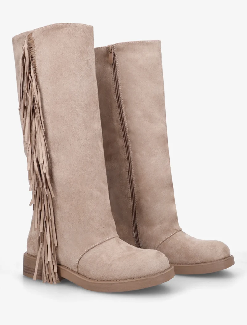 Bottes à franges en suédine - Taupe