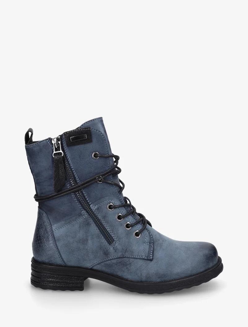 Bottines bi-matière à contrefort imprimé croco - Bleu