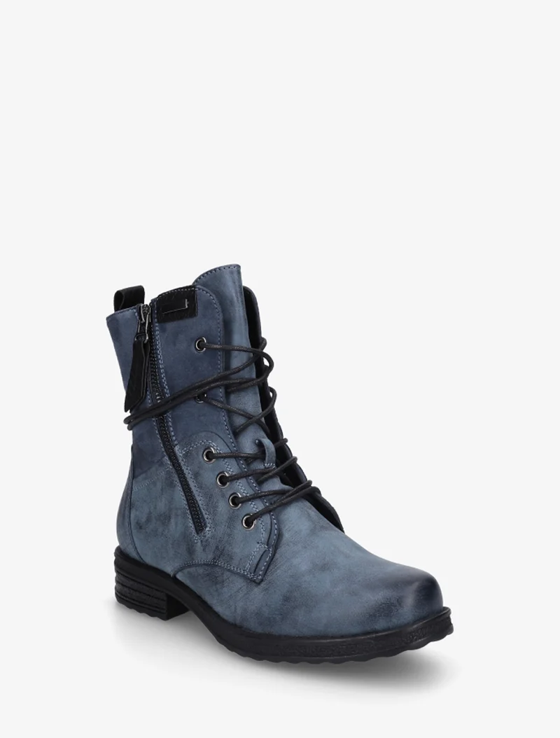 Bottines bi-matière à contrefort imprimé croco - Bleu