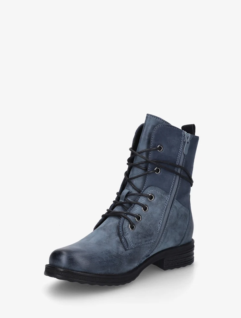 Bottines bi-matière à contrefort imprimé croco - Bleu