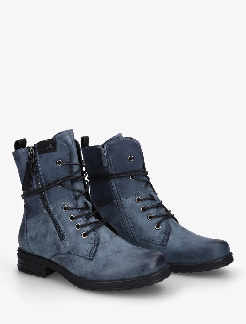 Bottines bi-matière à contrefort imprimé croco - Bleu