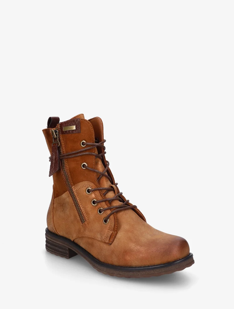 Bottines bi-matière à contrefort imprimé croco - Camel