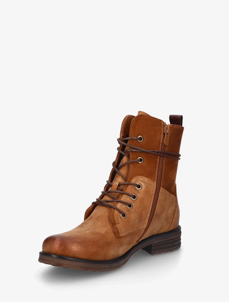 Bottines bi-matière à contrefort imprimé croco - Camel