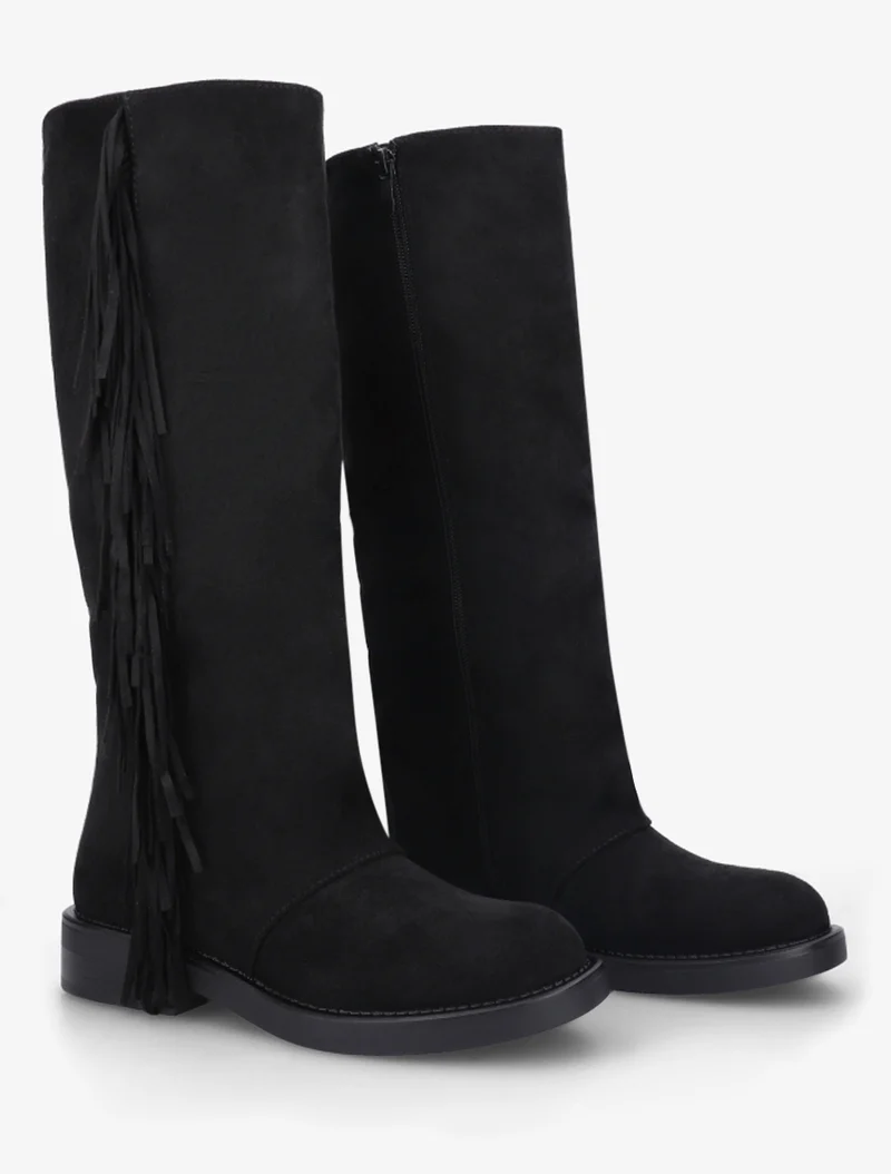 Bottes à franges en suédine - Noir